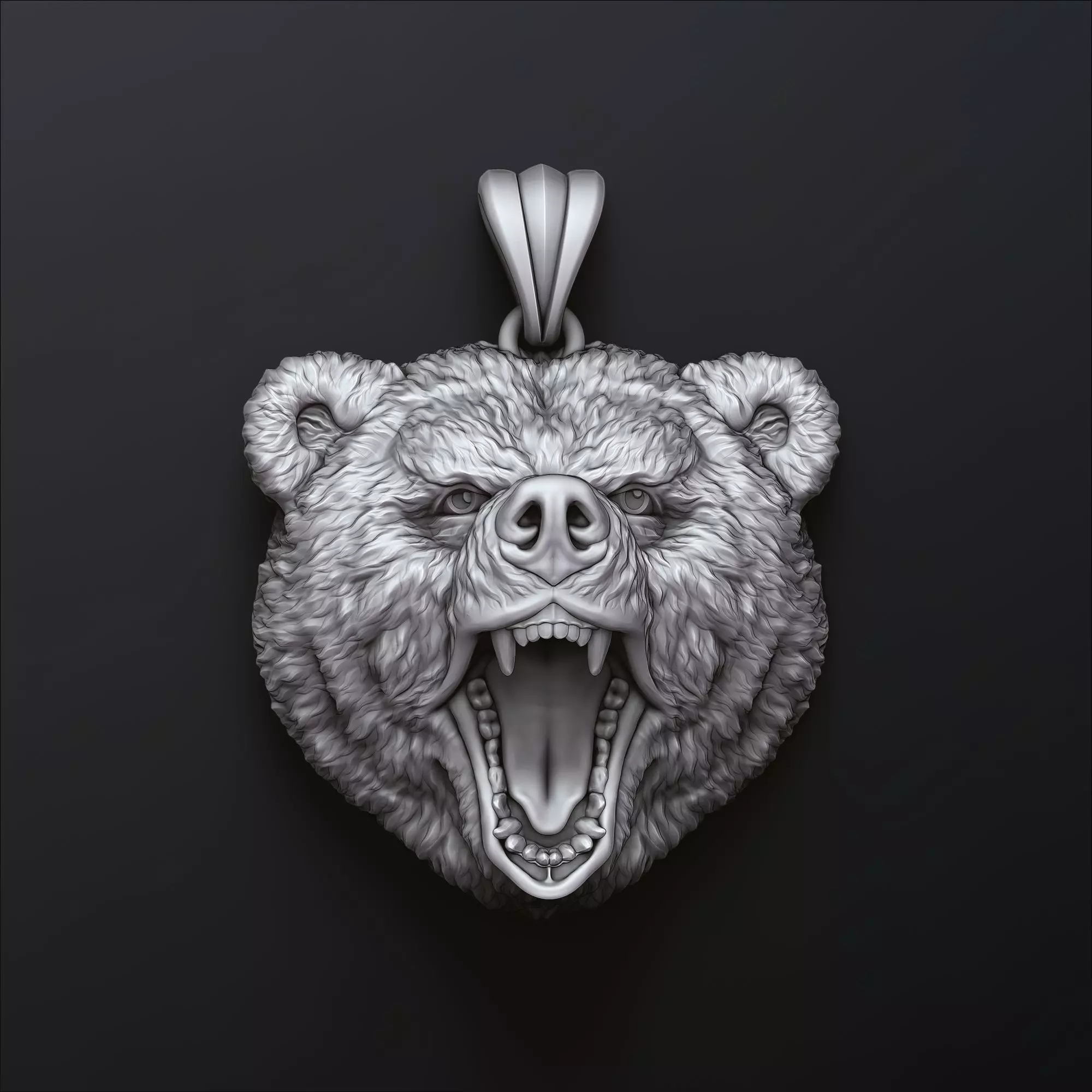 Basrelief Bear Head Pendant 3D print model_0