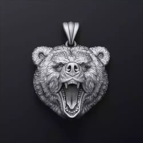 Basrelief Bear Head Pendant 3D print model