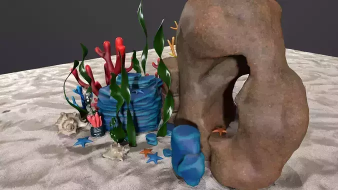 sea grass bed Low-poly 3D model