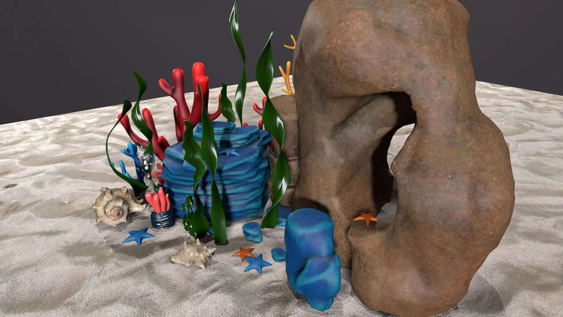 sea grass bed Low-poly 3D model_0