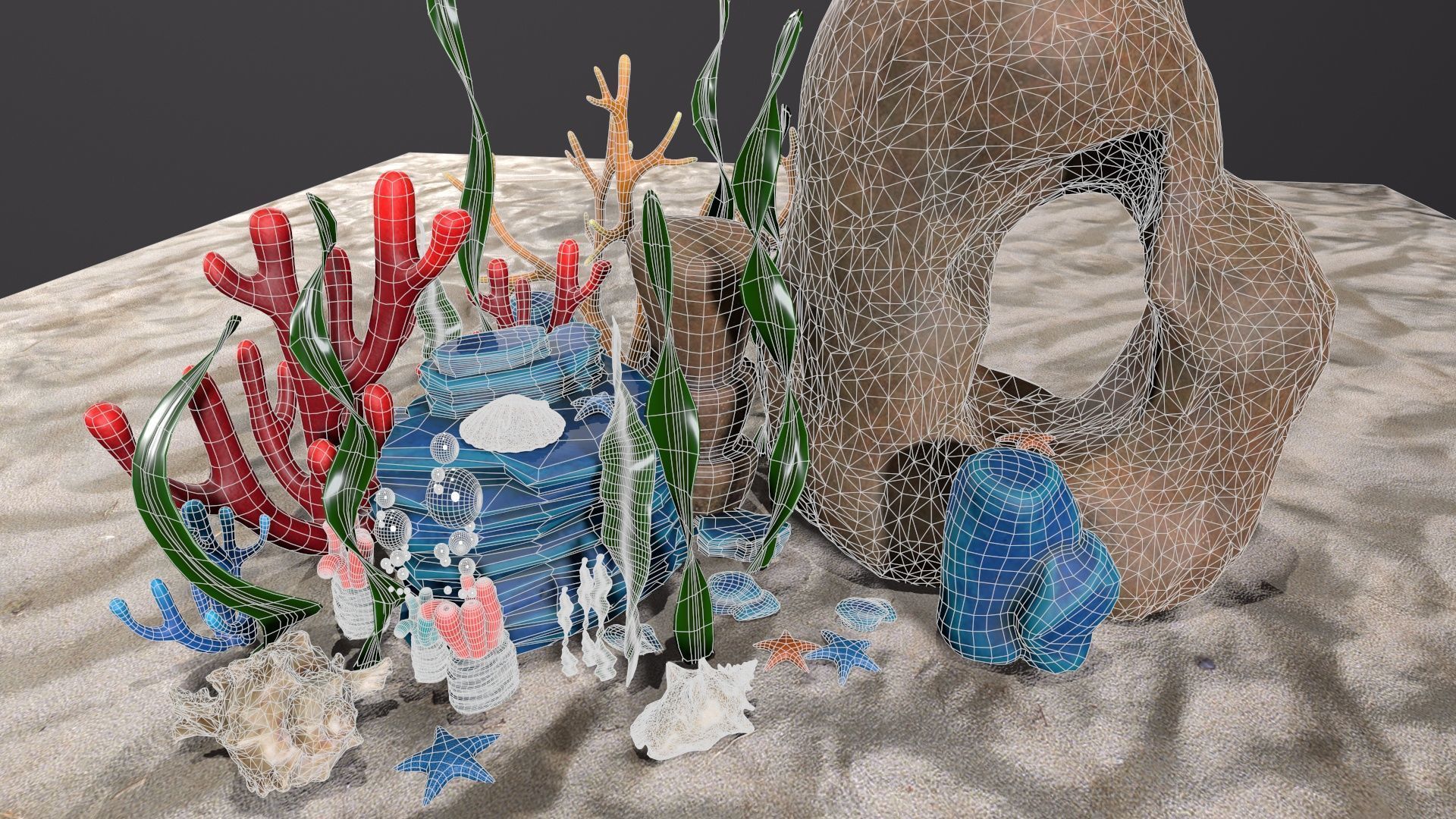 sea grass bed Low-poly 3D model_10