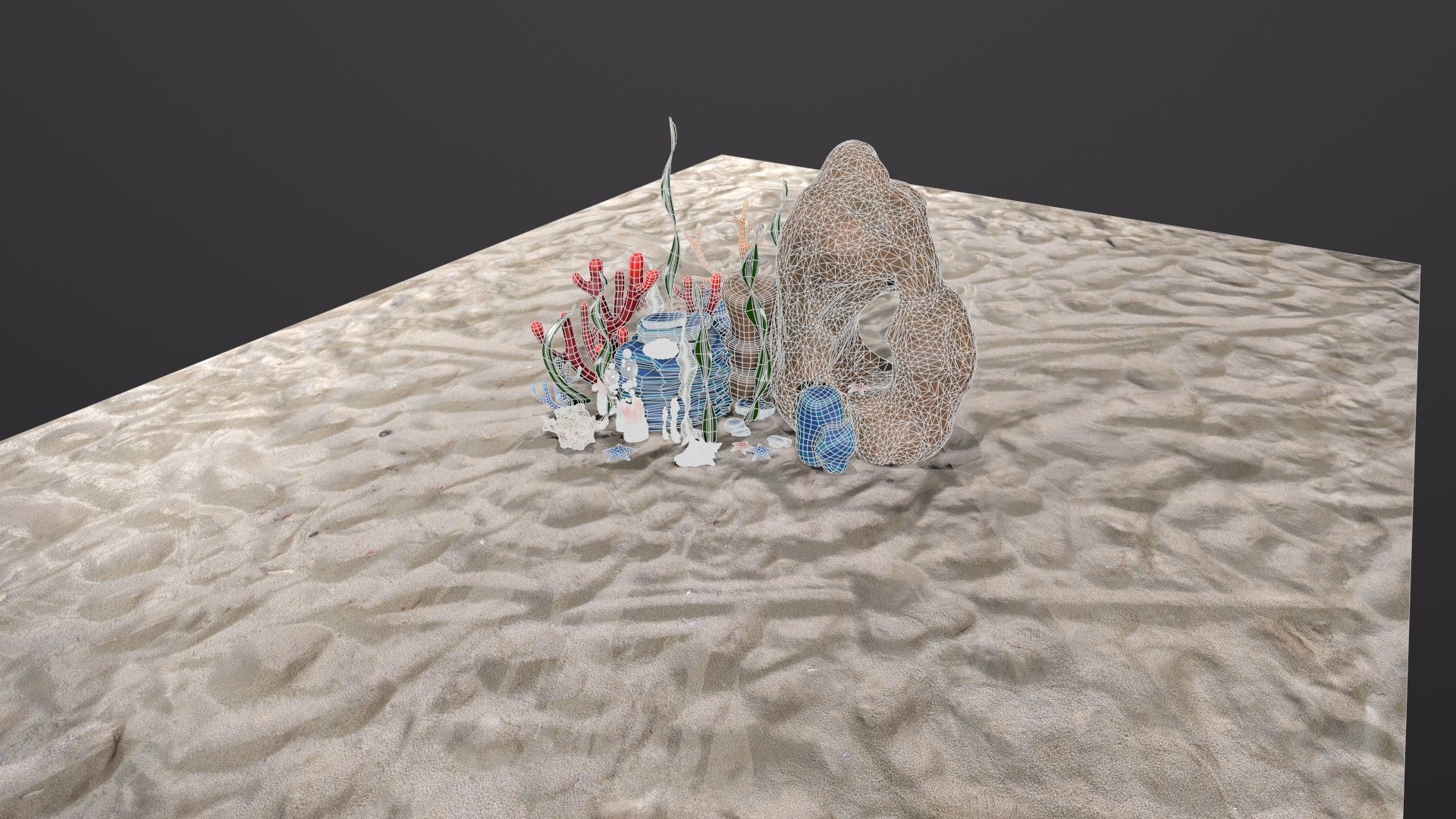 sea grass bed Low-poly 3D model_9