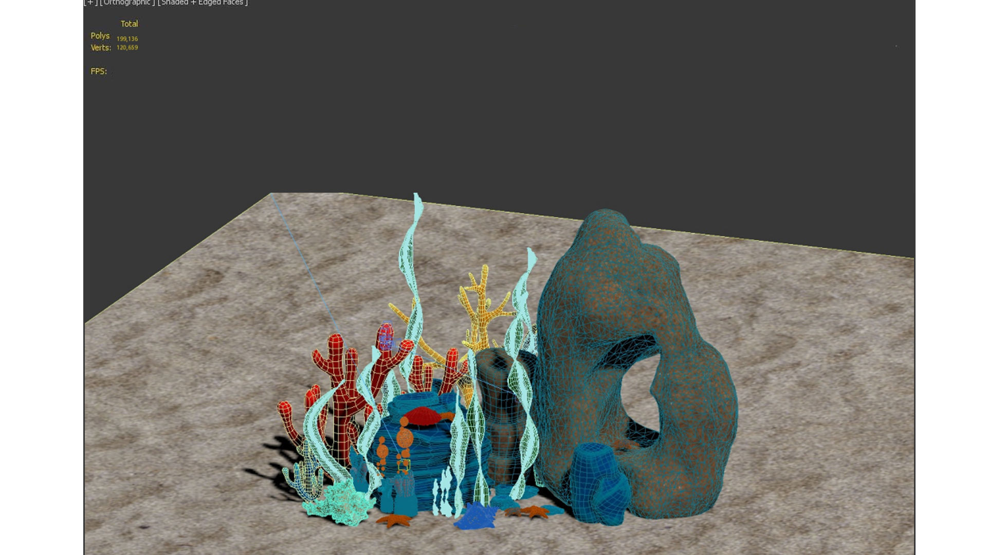 sea grass bed Low-poly 3D model_11