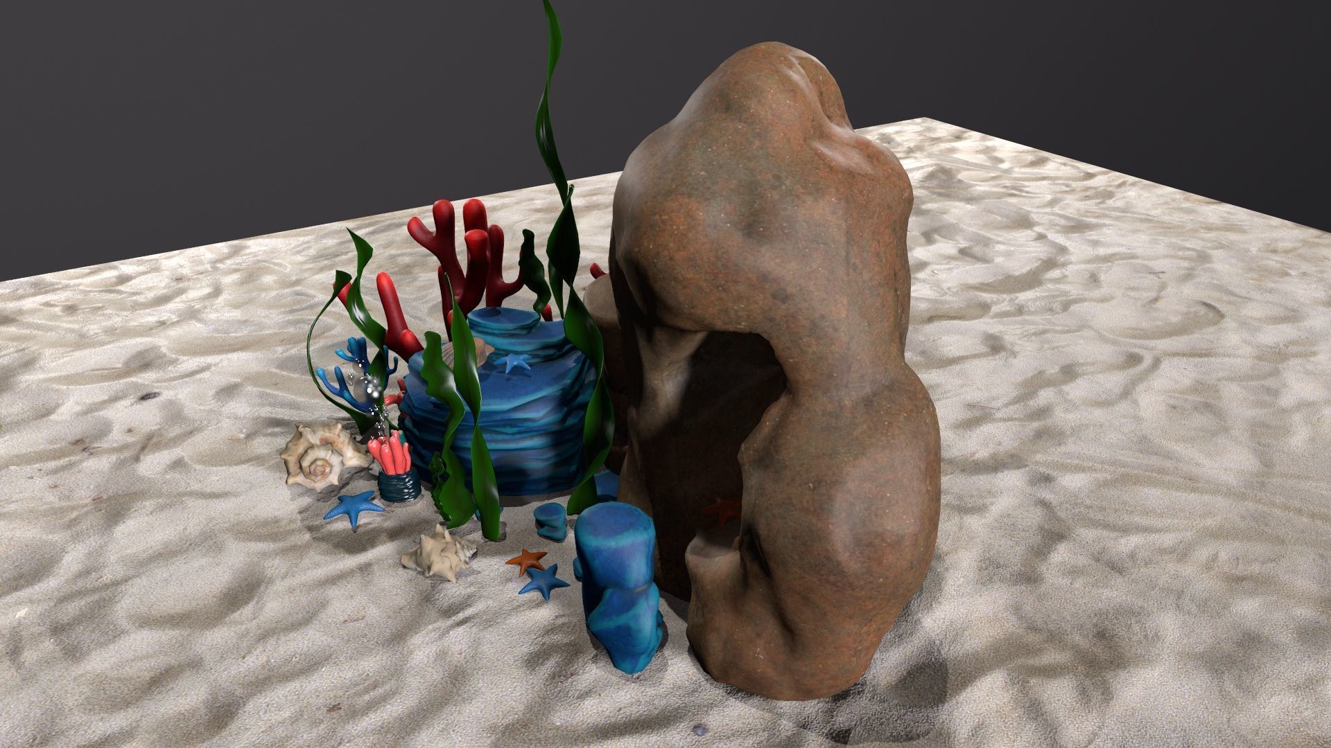 sea grass bed Low-poly 3D model_7