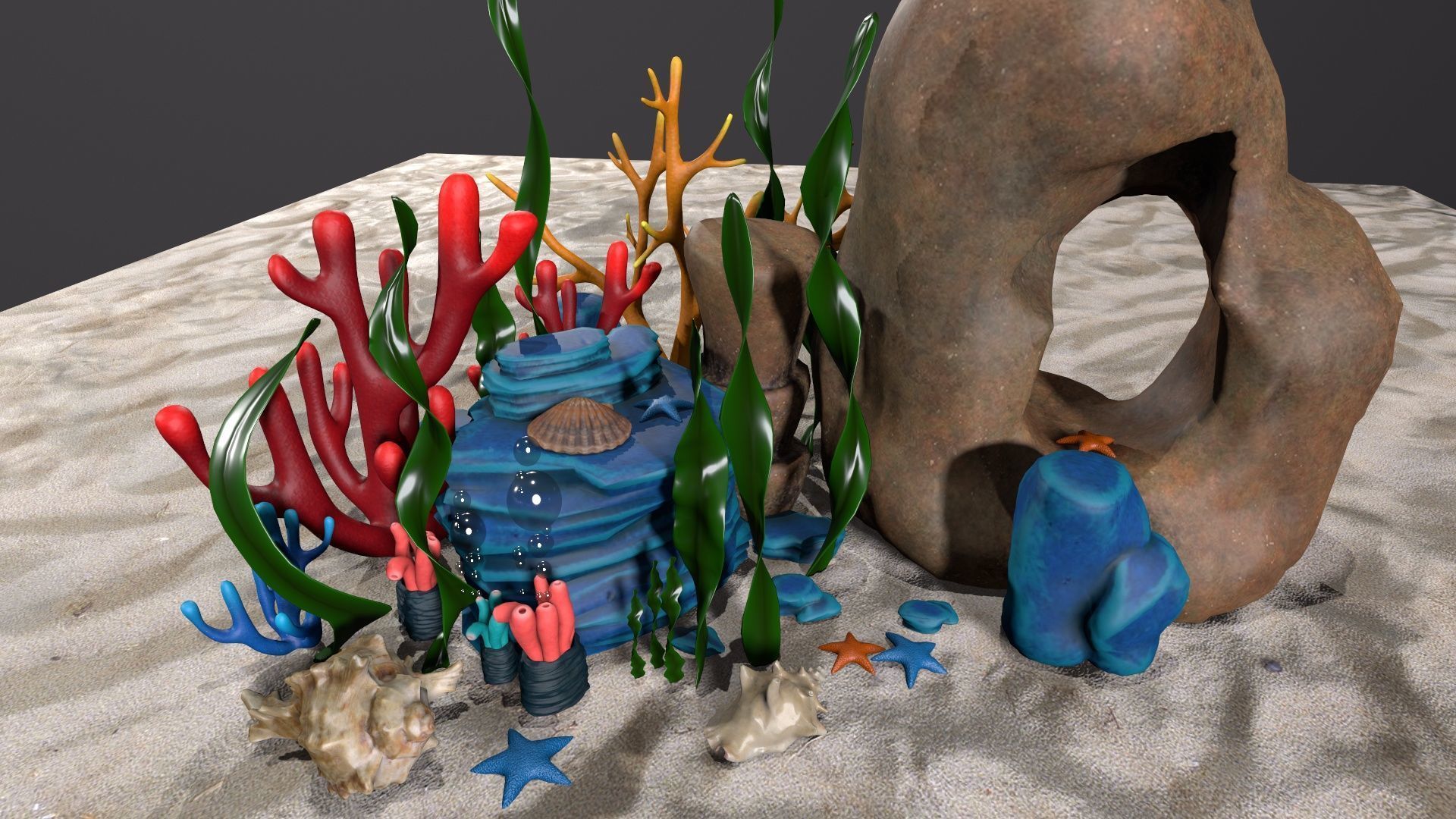 sea grass bed Low-poly 3D model_5