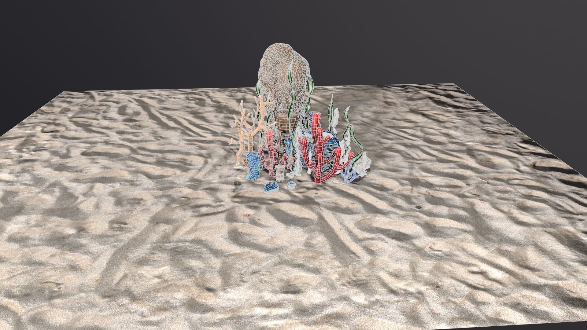 sea grass bed Low-poly 3D model_8