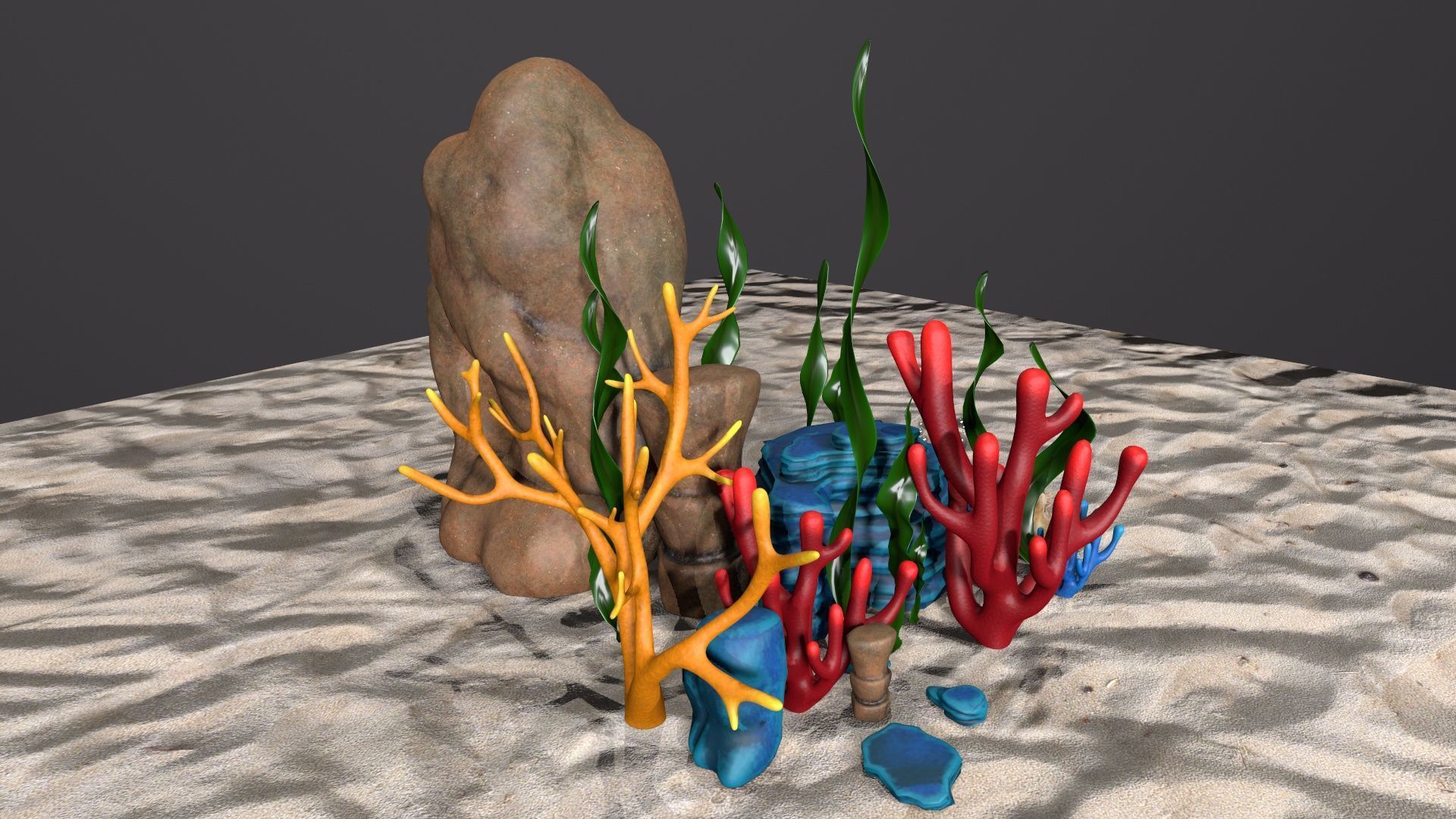 sea grass bed Low-poly 3D model_4