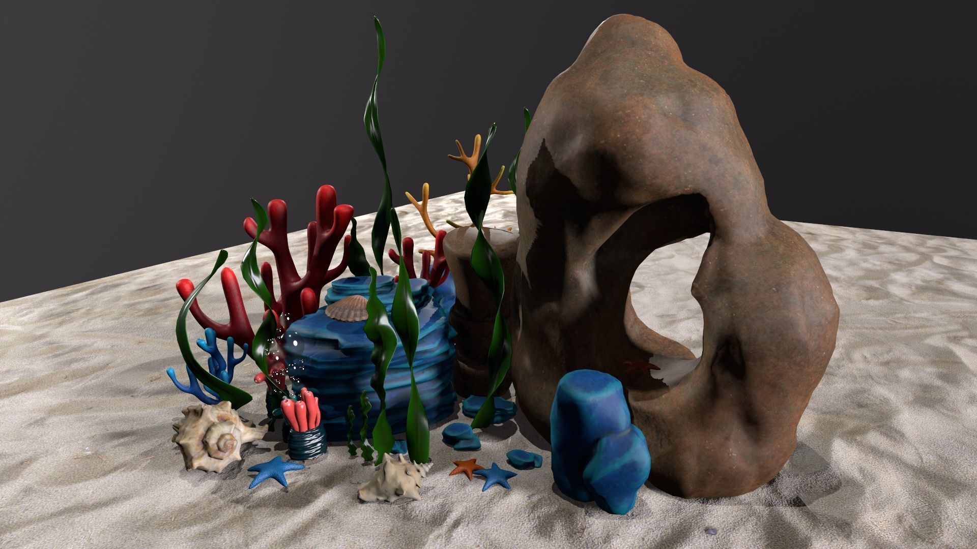 sea grass bed Low-poly 3D model_6