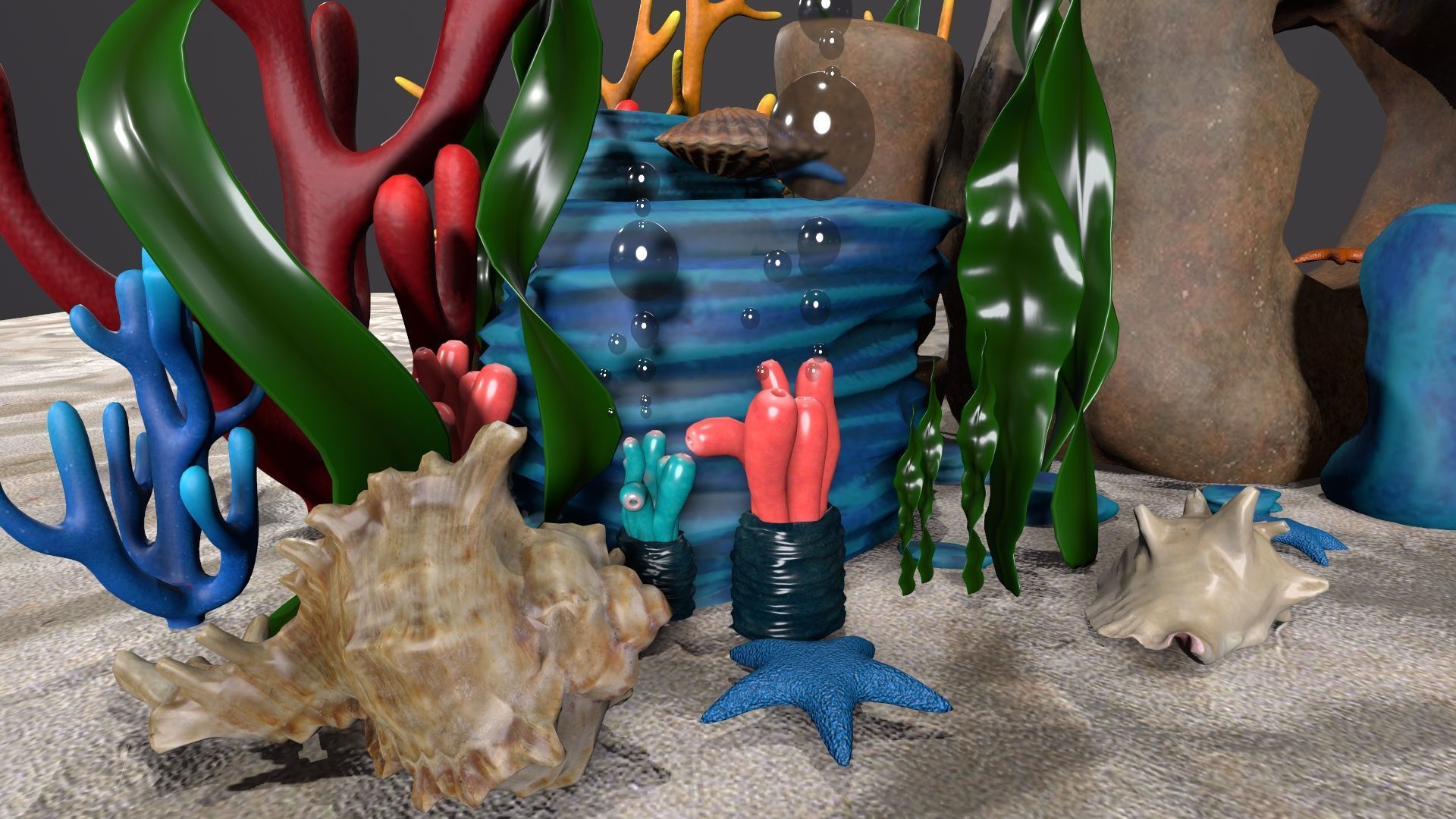 sea grass bed Low-poly 3D model_2