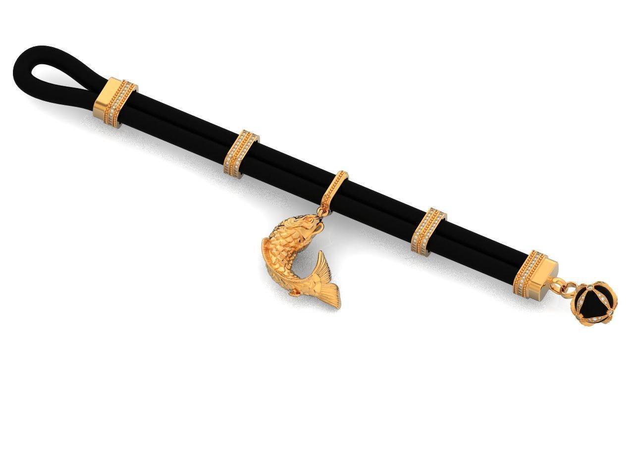 rubber bracelet with fish 1446 3D print model_43