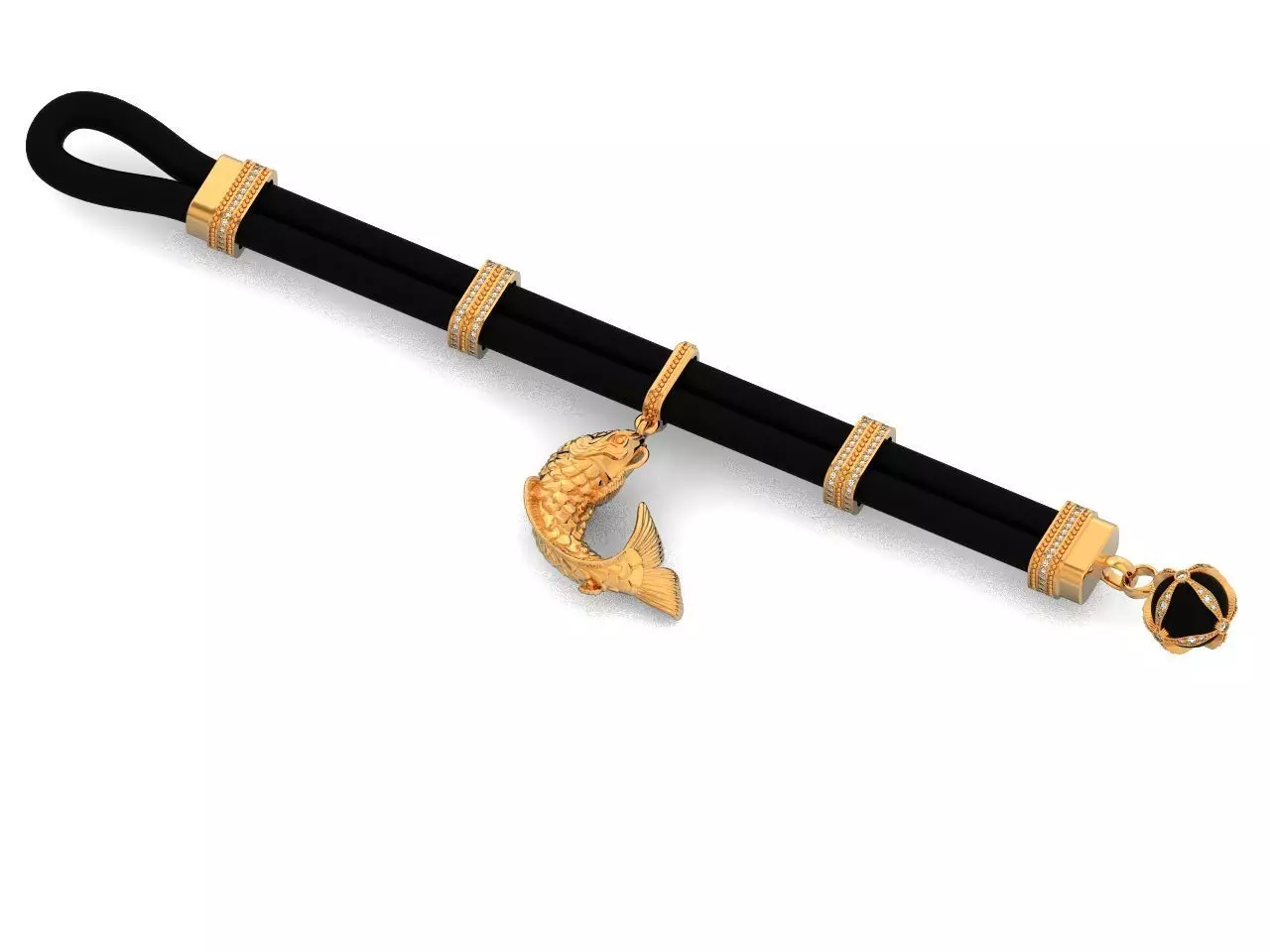 rubber bracelet with fish 1446 3D print model_0