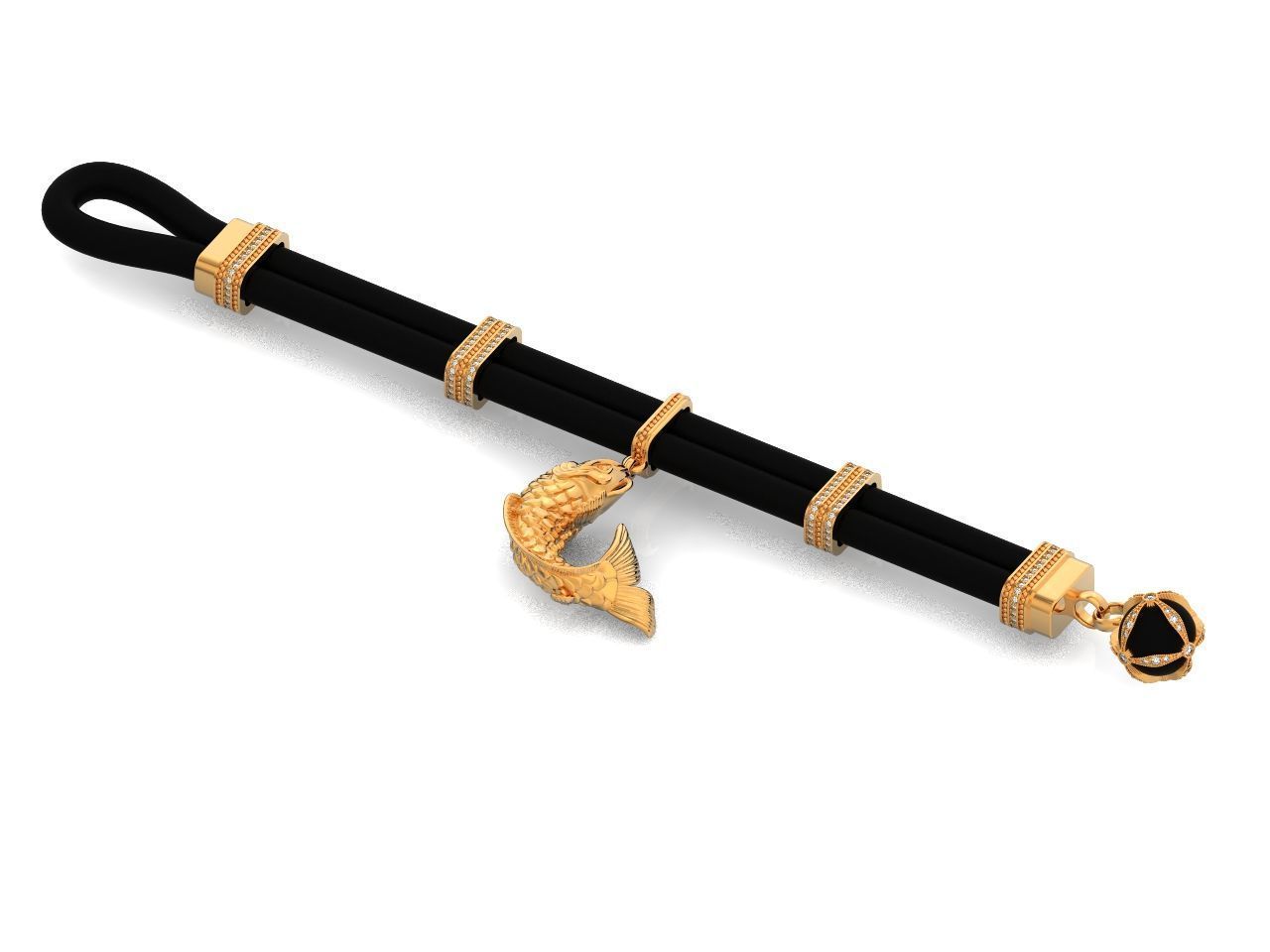 rubber bracelet with fish 1446 3D print model_38