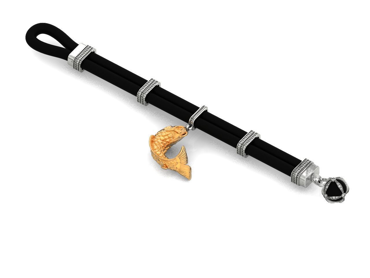 rubber bracelet with fish 1446 3D print model_47