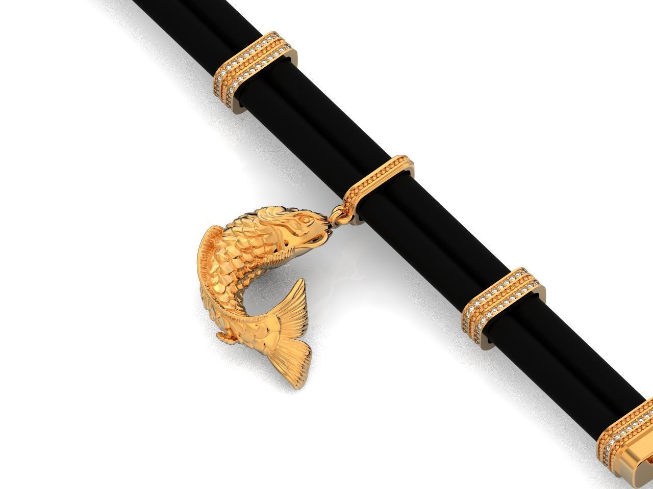rubber bracelet with fish 1446 3D print model_41