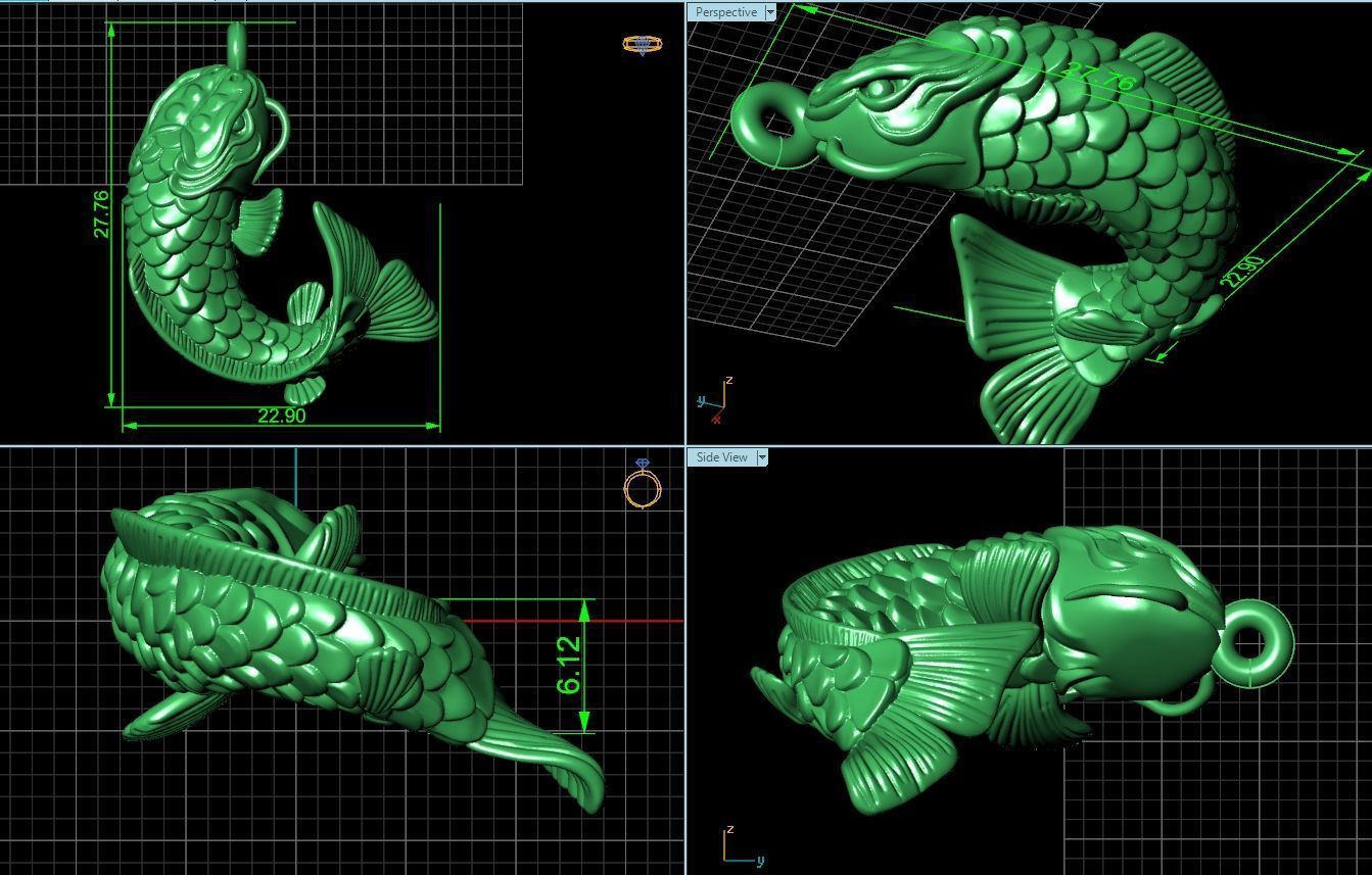 rubber bracelet with fish 1446 3D print model_7
