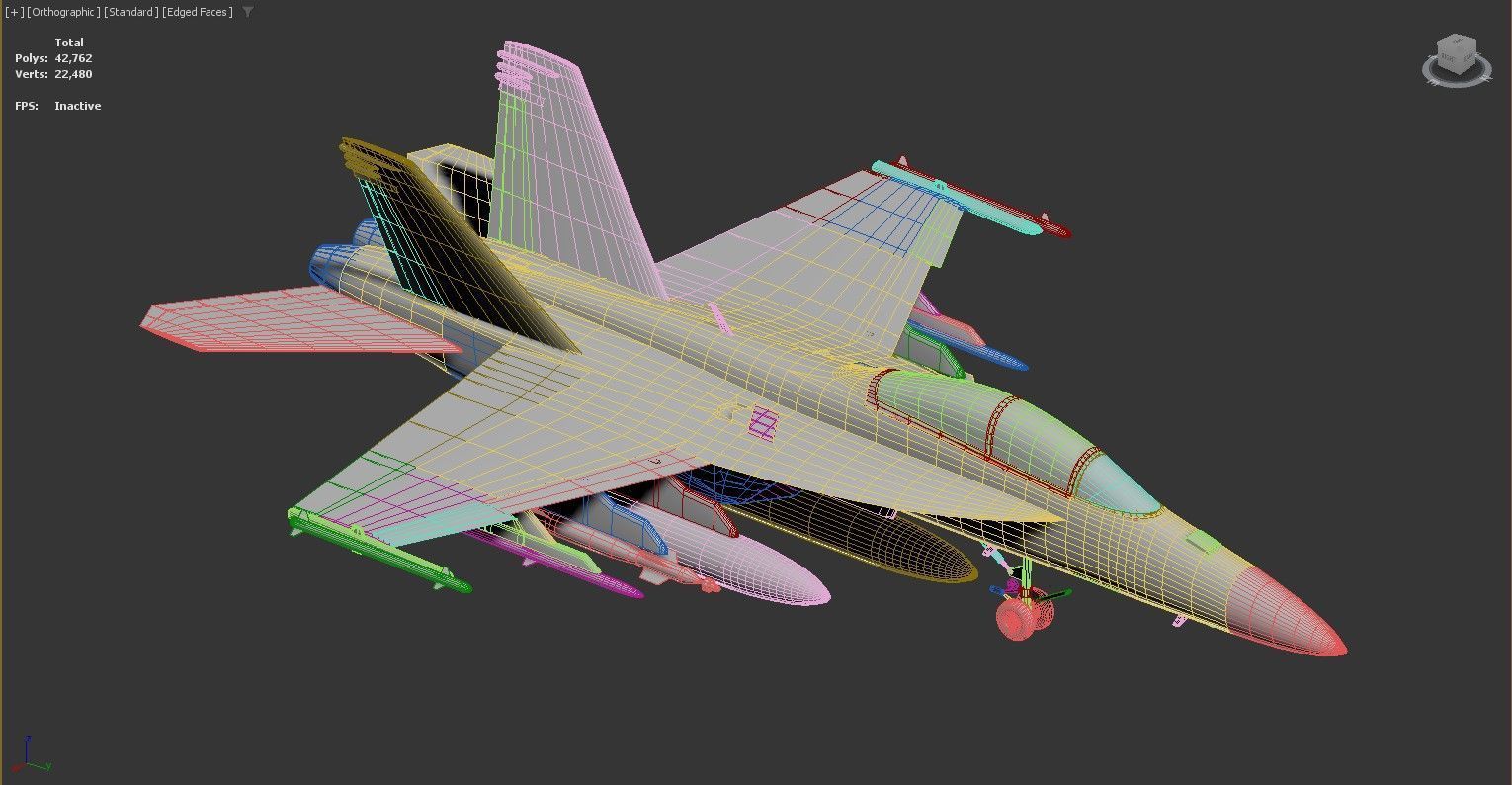 3D model of a fighter jet aircraft Low-poly 3D model_1