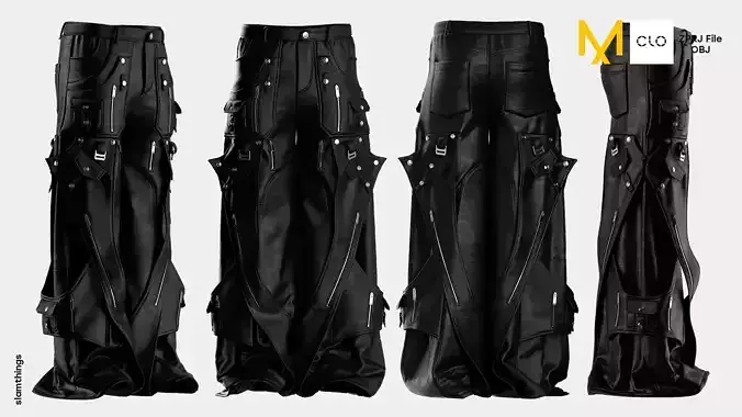 Streetwear Baggy Denim Pants Model 044 3D model