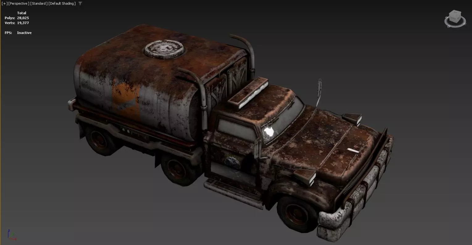 3D model of a rusty old truck Low-poly 3D model_0