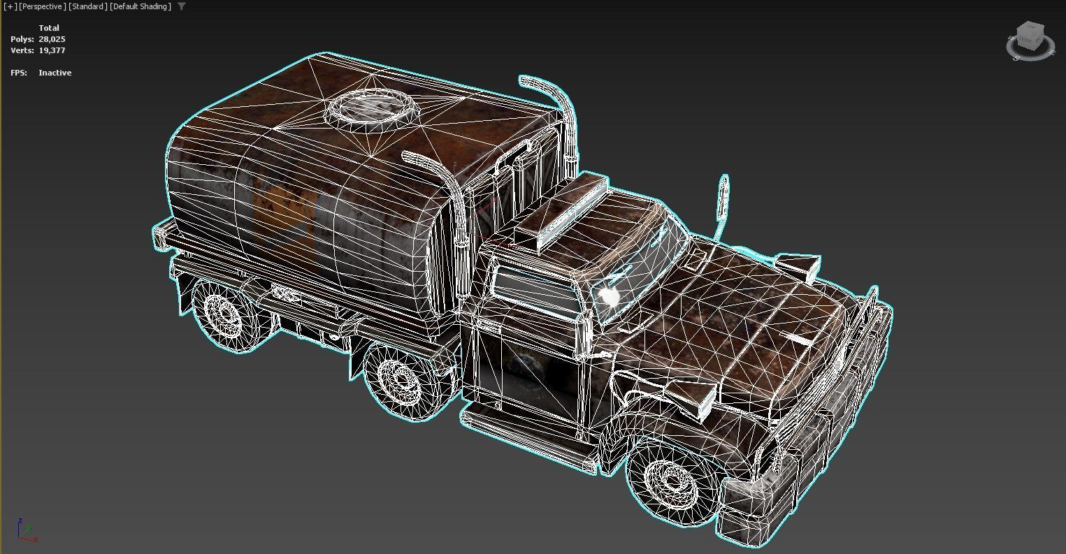 3D model of a rusty old truck Low-poly 3D model_1