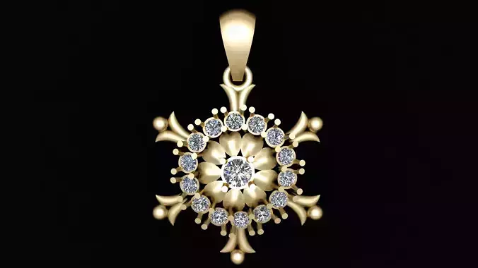 SNOW FLAKE DESIGN PENDANT 3D PRINTABLE MODEL