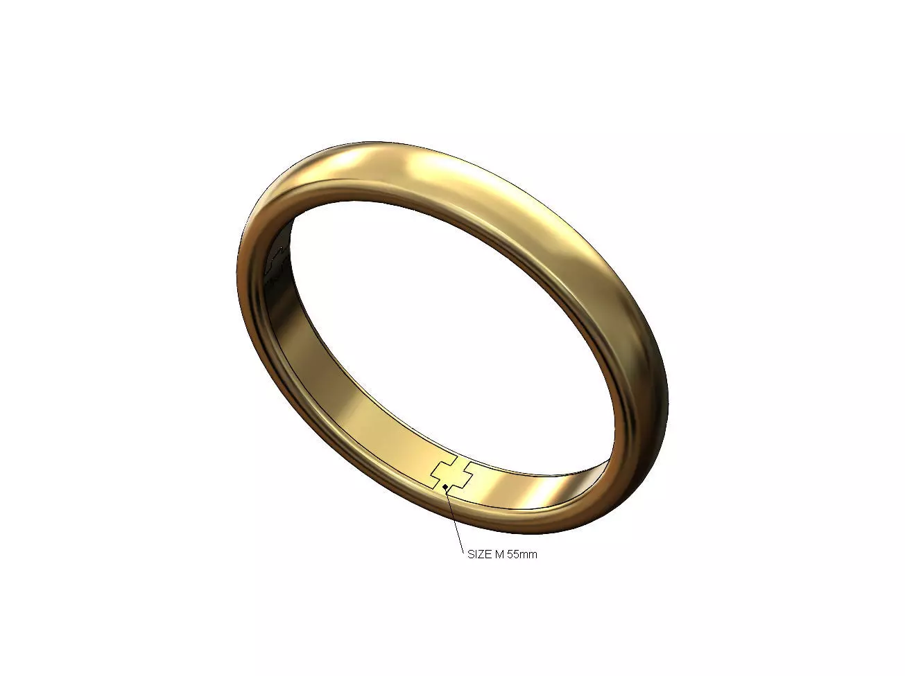 Hollow 8mm wide chunky dome bangle bracelet 3D print model