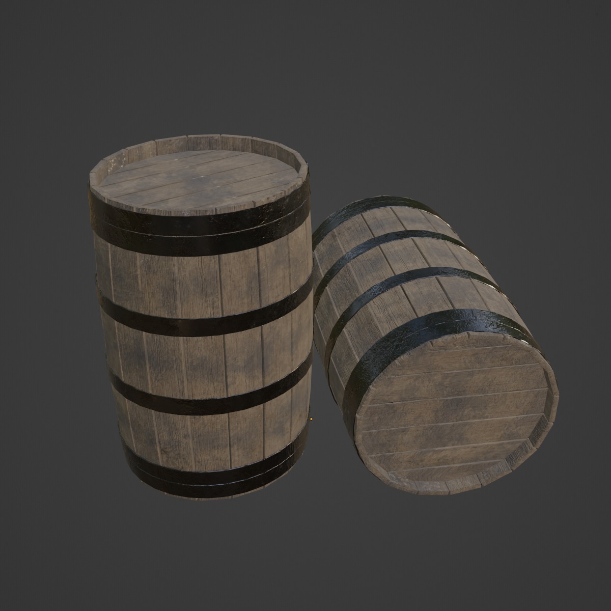 Wooden Barrel 02 3D model_6