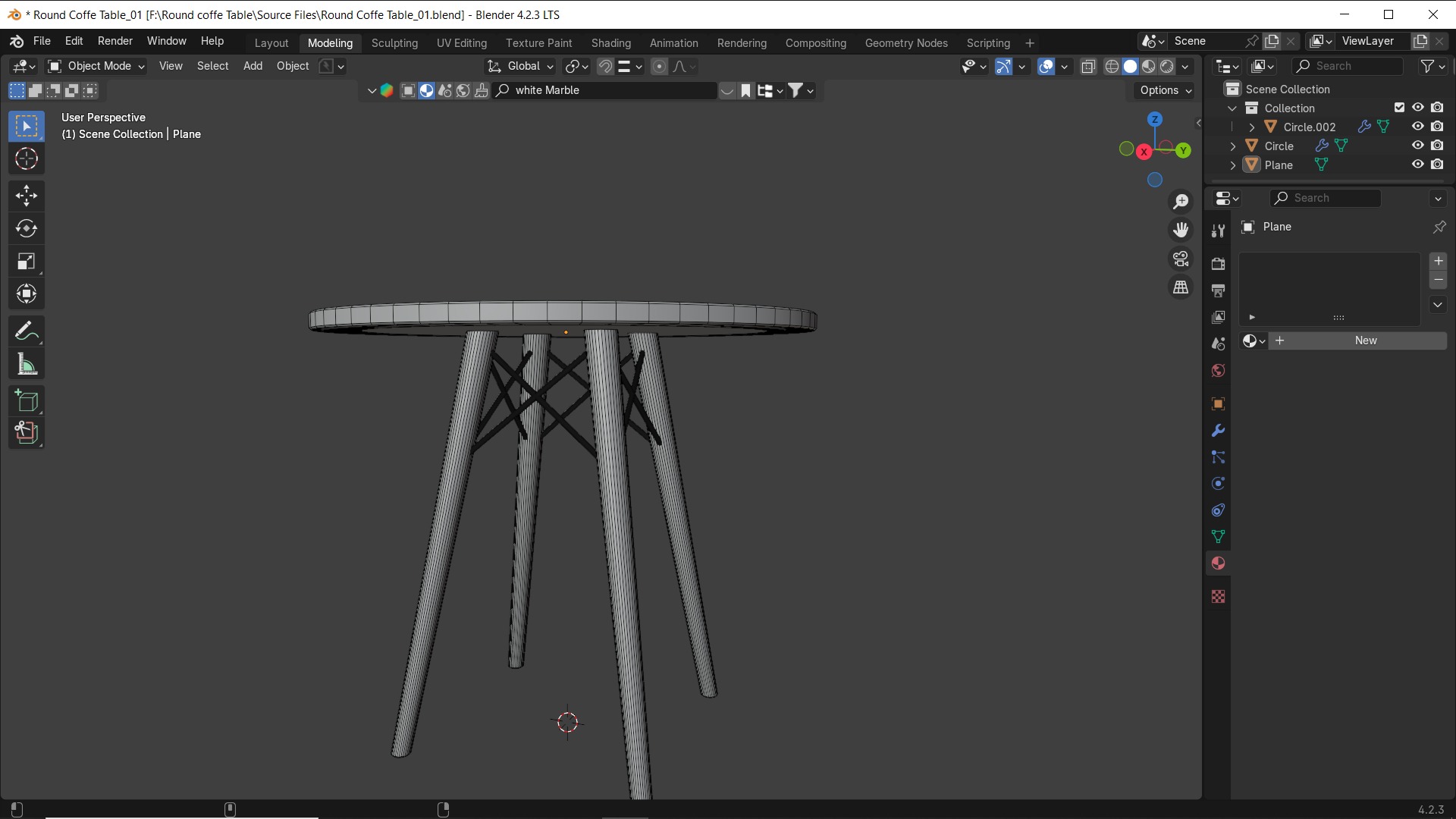 Round Coffee Table Low-poly 3D model_1