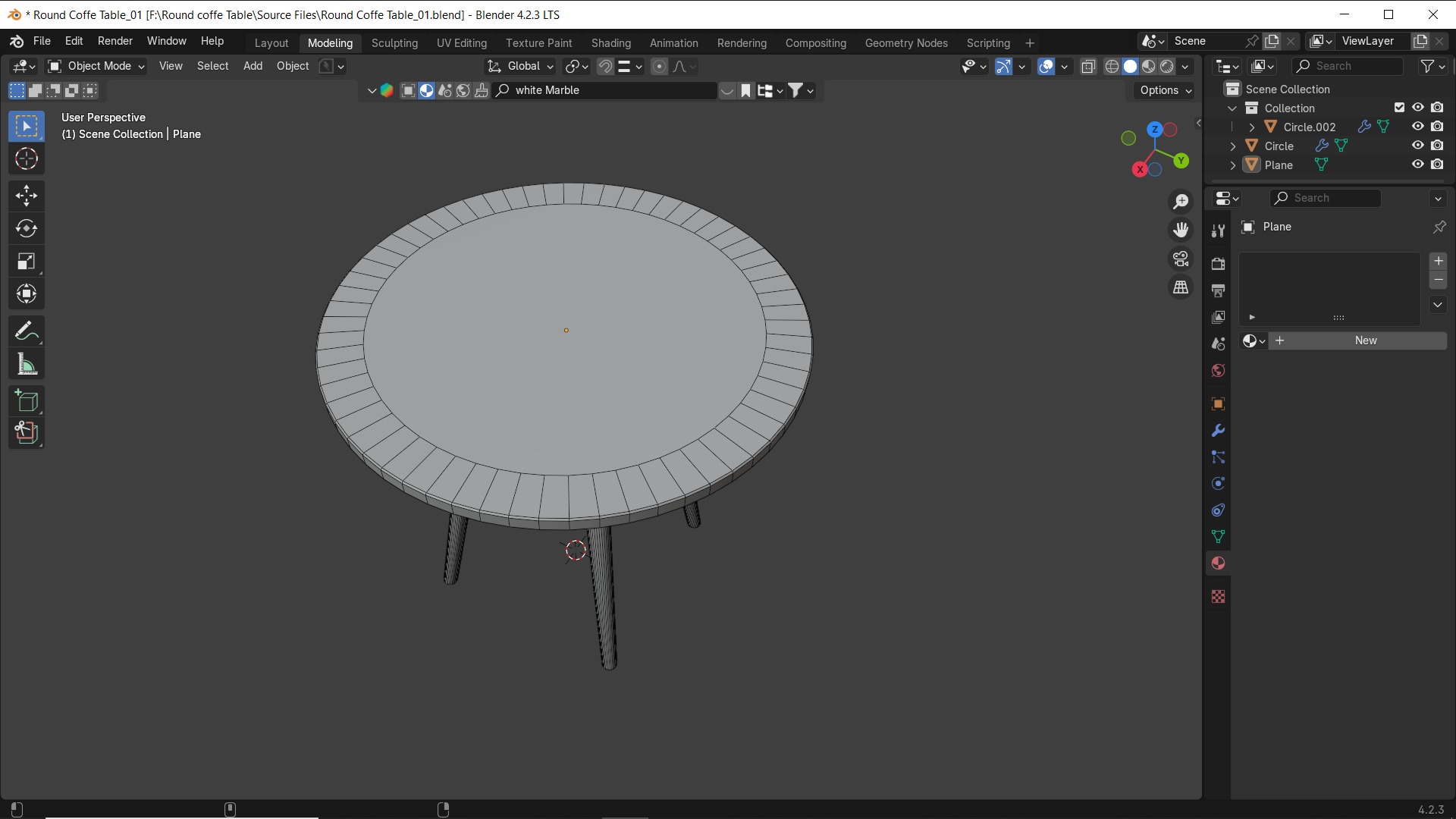 Round Coffee Table Low-poly 3D model_3