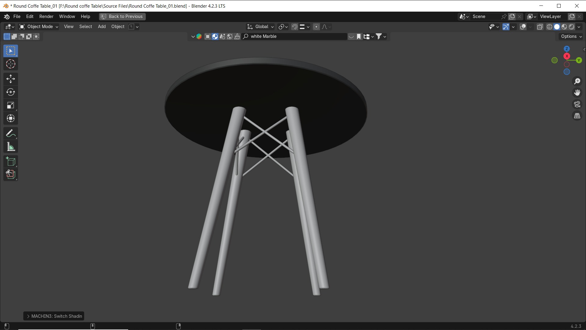 Round Coffee Table Low-poly 3D model_2
