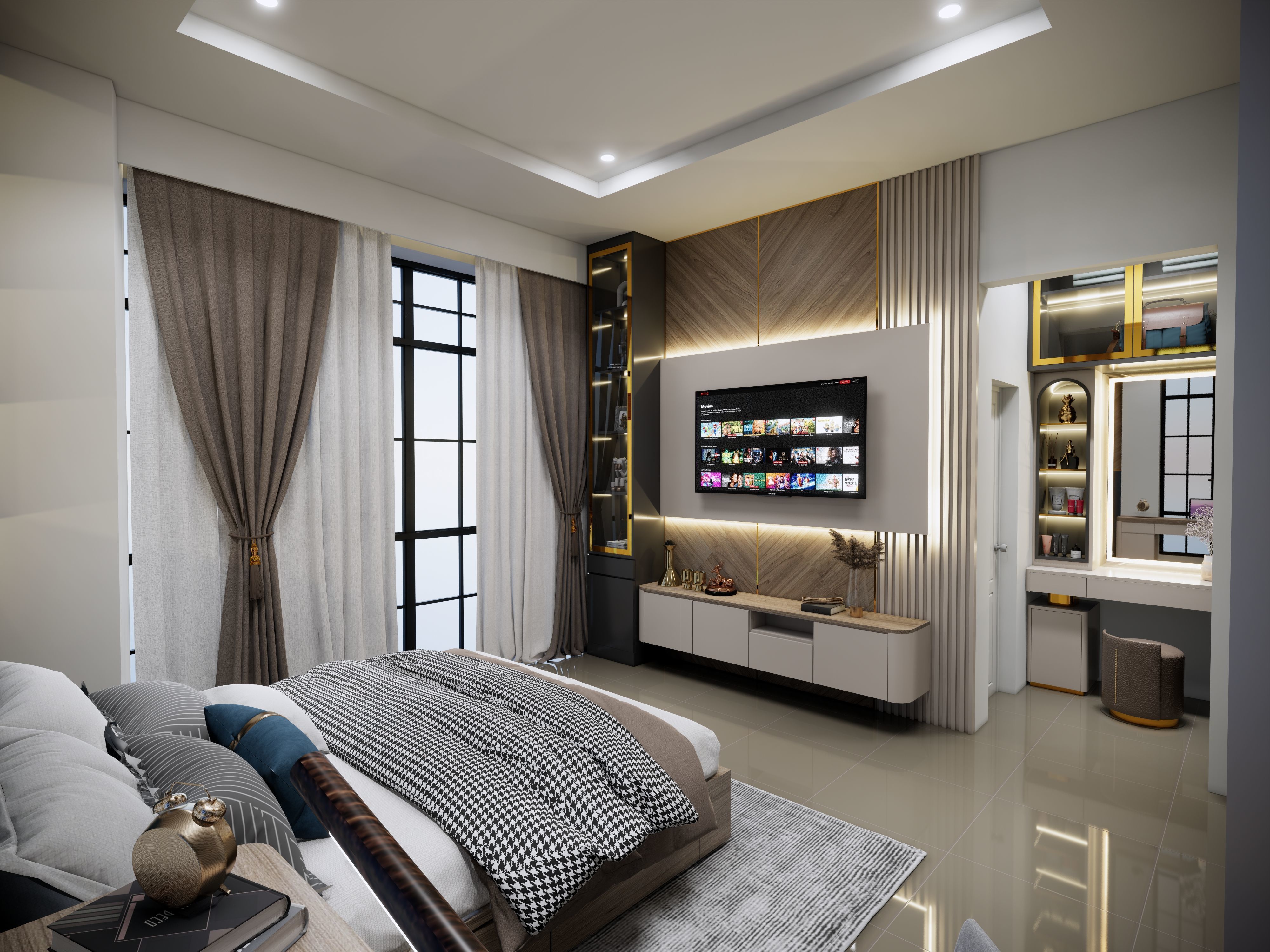 Scene Enscape Render Master Bedroom Classic Modern 3D model 3D model_7