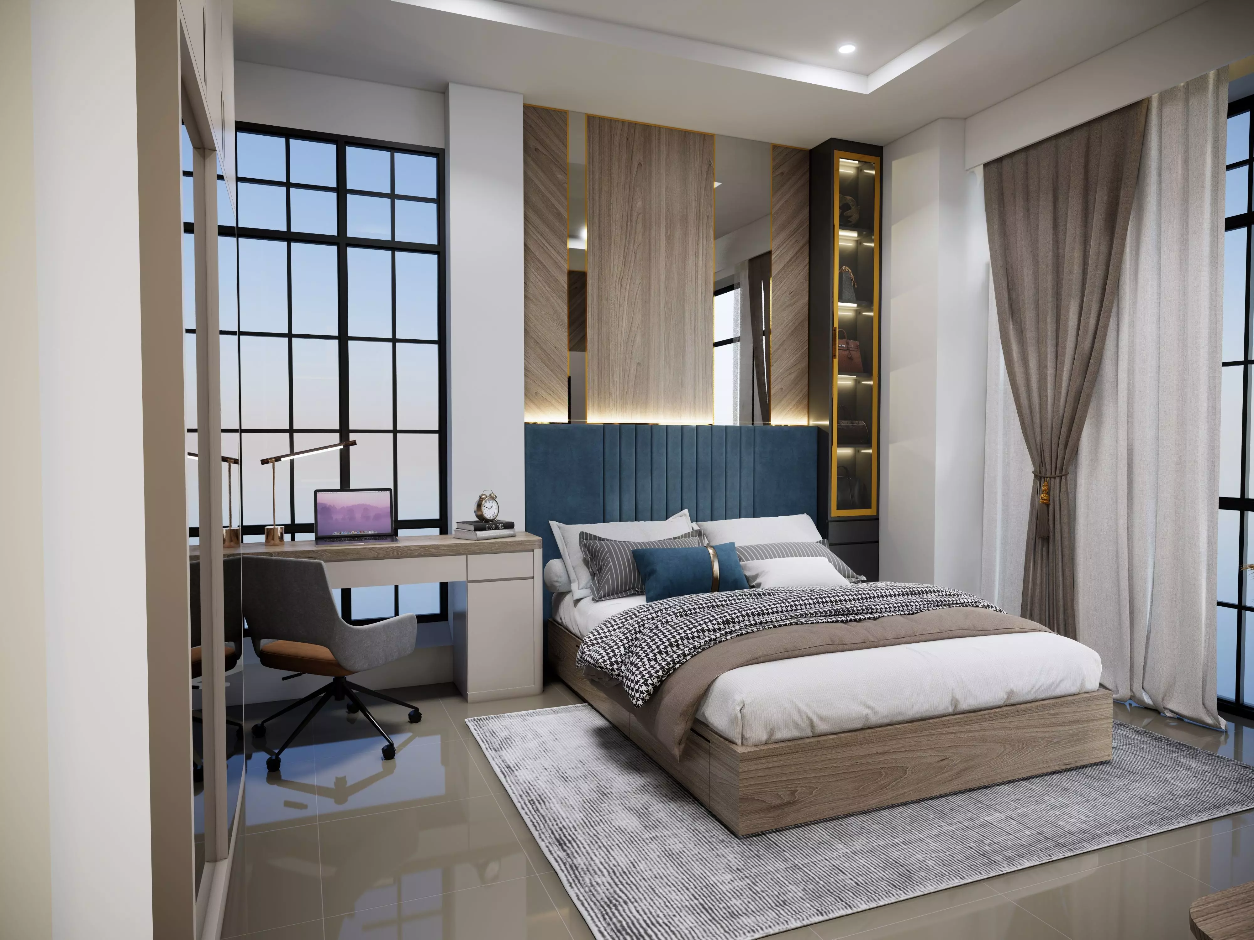 Scene Enscape Render Master Bedroom Classic Modern 3D model 3D model_0