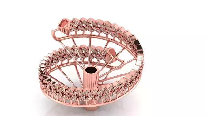 Spiral and Strick type diamond Cuban bracelet  