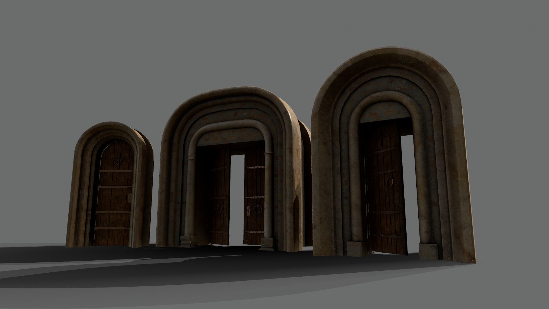 Medieval Door Set Low-poly 3D model_18