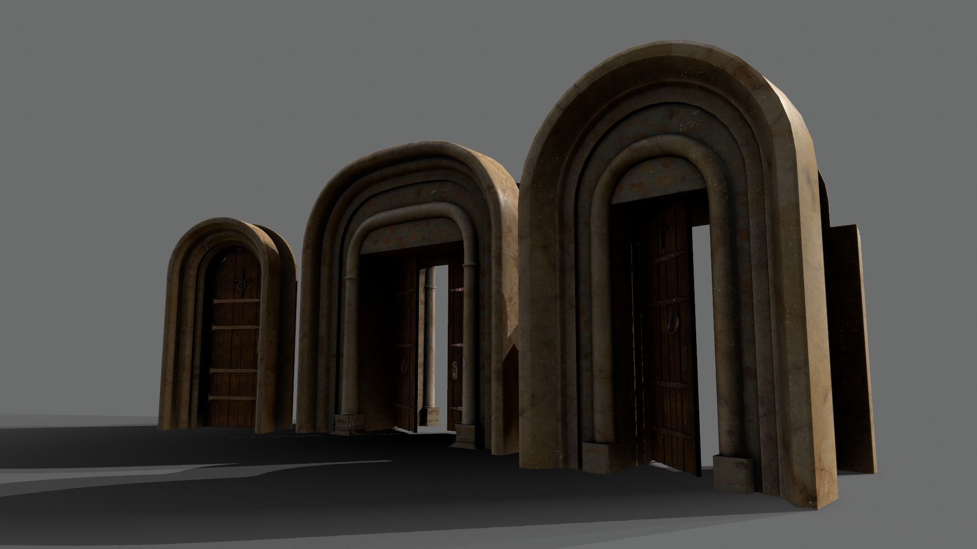Medieval Door Set Low-poly 3D model_16