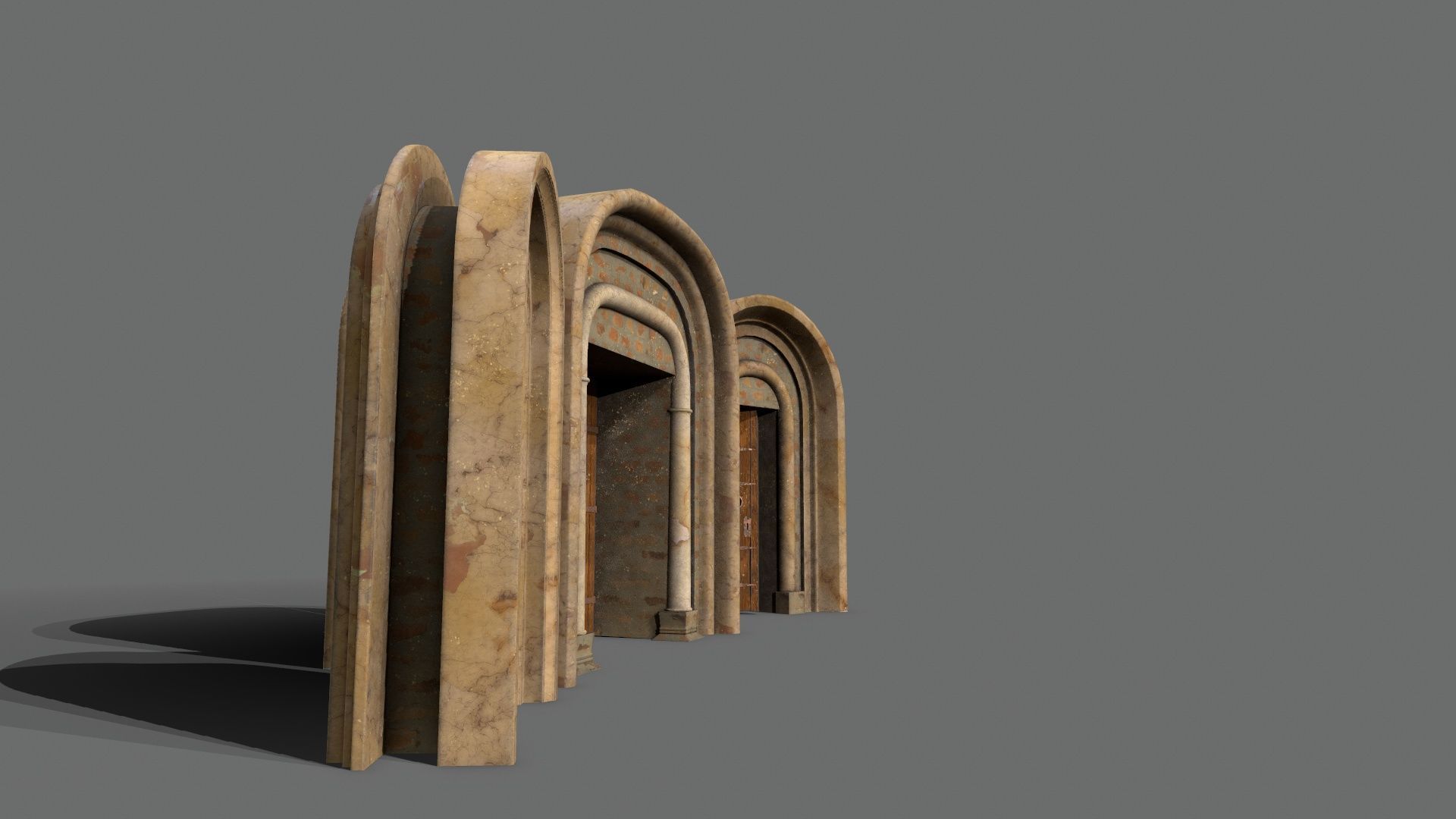 Medieval Door Set Low-poly 3D model_15