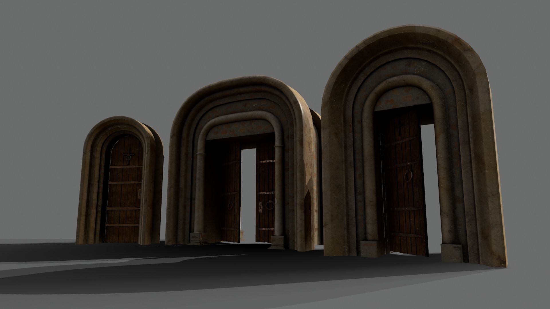 Medieval Door Set Low-poly 3D model_17