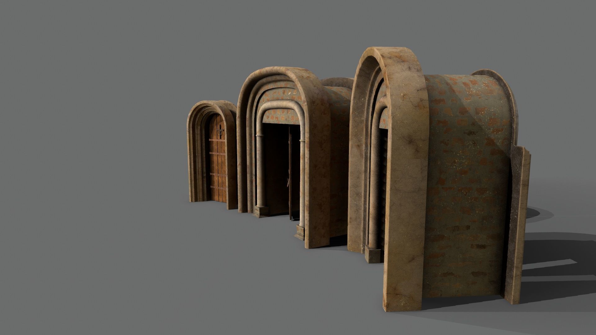Medieval Door Set Low-poly 3D model_11