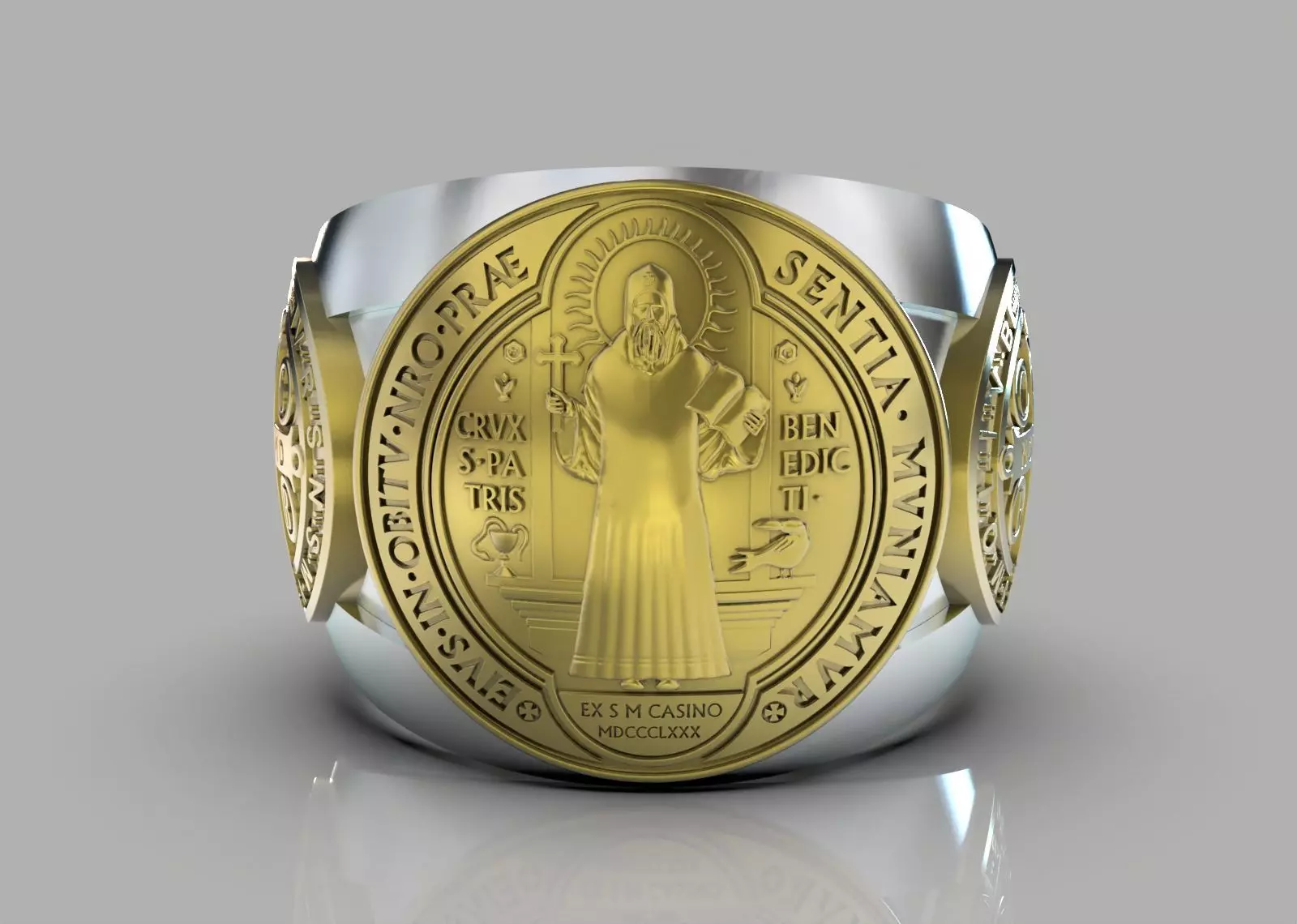 Saint Benedict Ring with Saint Michael 3D print model_0