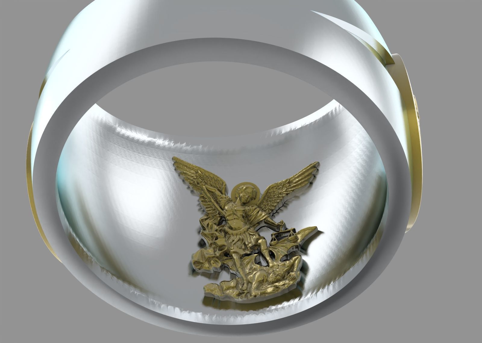 Saint Benedict Ring with Saint Michael 3D print model_7