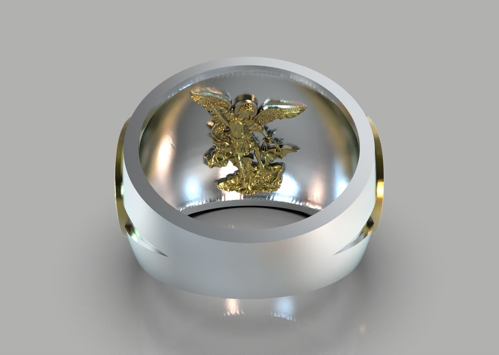 Saint Benedict Ring with Saint Michael 3D print model_6