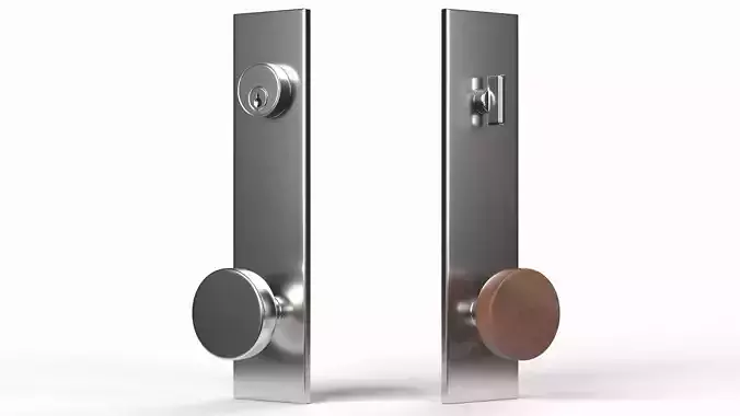 Tumalo Nickel with Walnut Knob Exterior Door Hardware