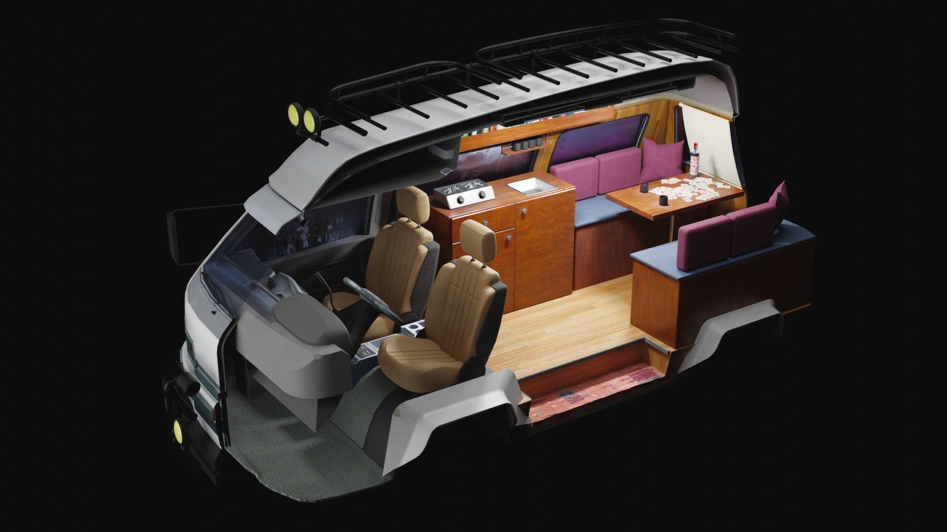 Adventure-Ready Off-Road Camper Van Low-poly 3D model_15