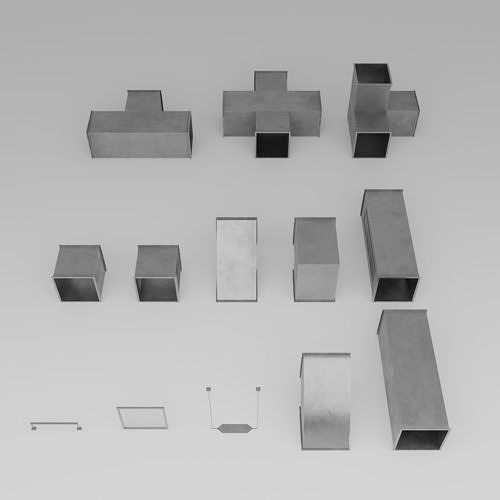 Modular Ventilation Duct System Low-poly 3D model