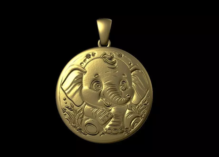 Cute Elephant Pendant 3D print model_0