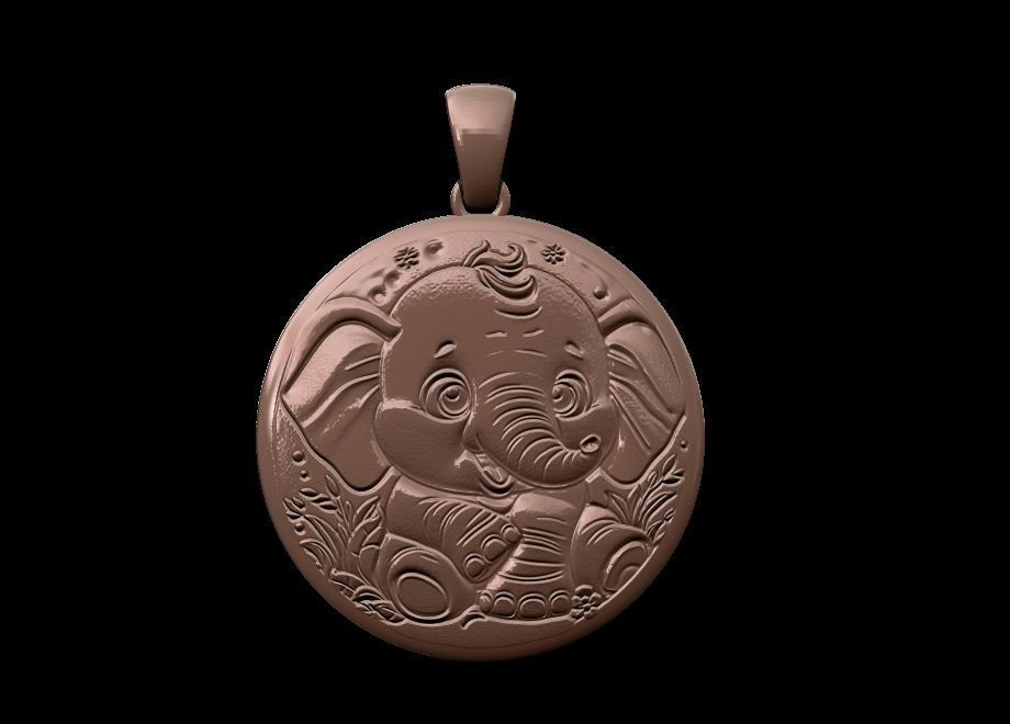 Cute Elephant Pendant 3D print model_1