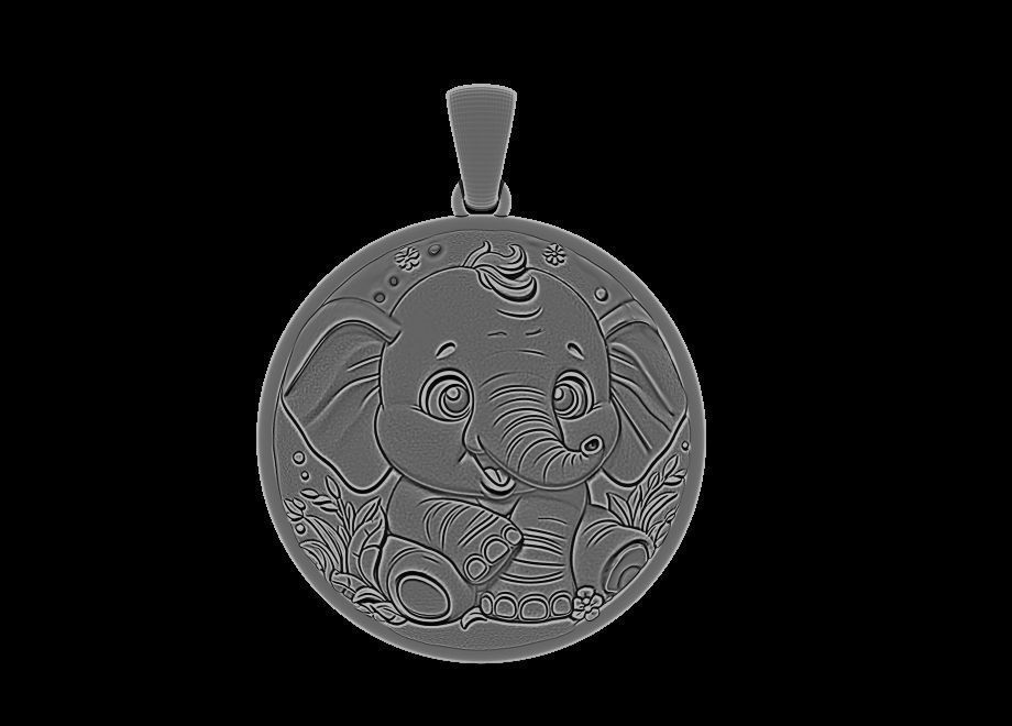 Cute Elephant Pendant 3D print model_3