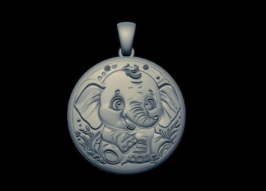 Cute Elephant Pendant 3D print model_8