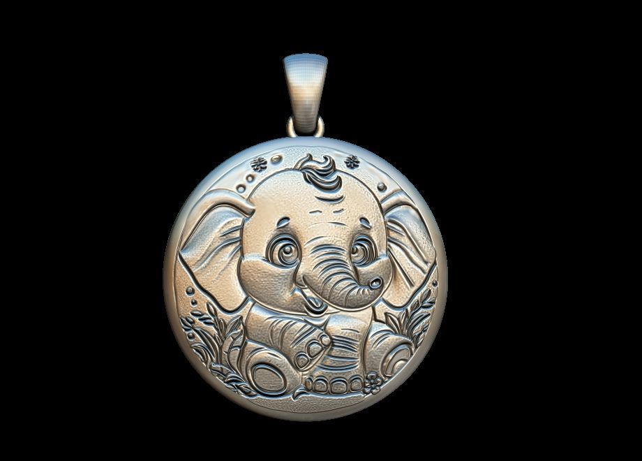 Cute Elephant Pendant 3D print model_6