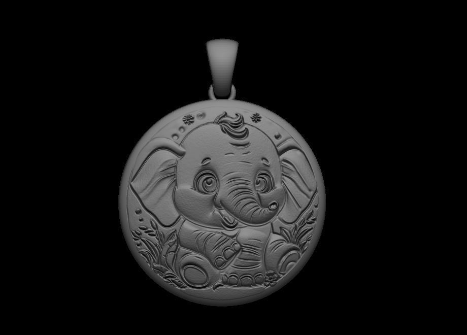 Cute Elephant Pendant 3D print model_4