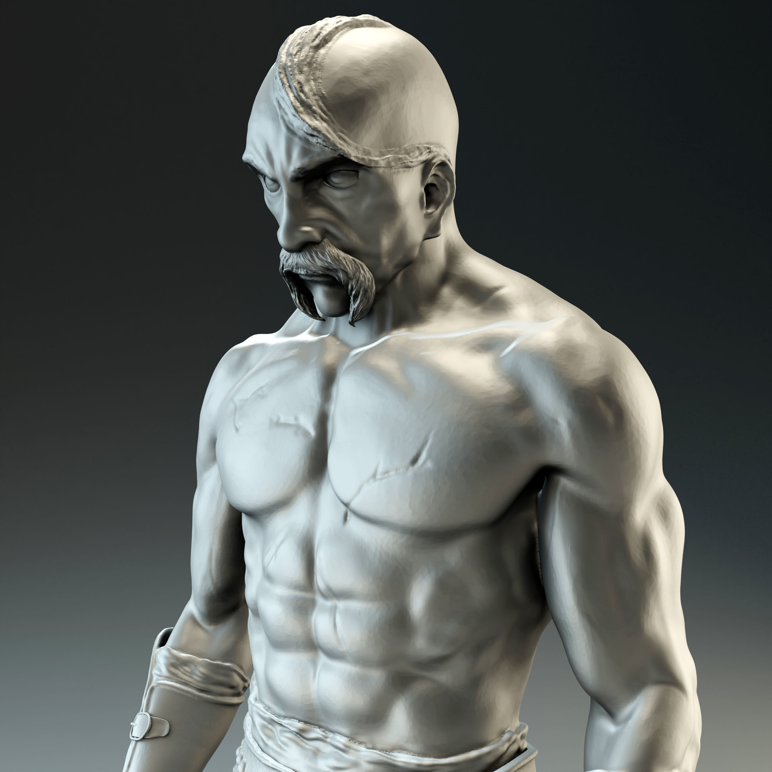 Cossack warrior with mace and shield for CNC 3D print model_7